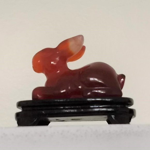 vintage 60s NWT carved agate rabbit figurine gift set 🎈HOST PICK🎈 - Picture 3 of 15